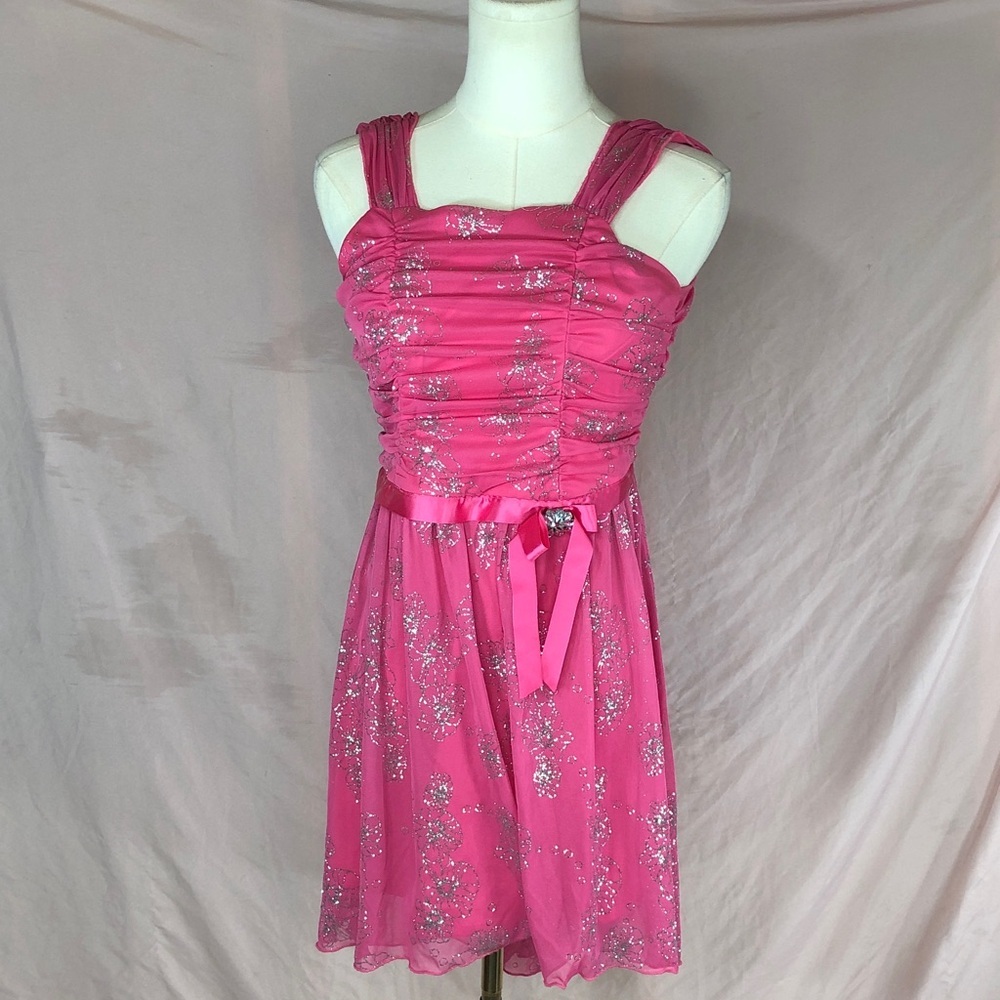 Junior Size 14 Hot Pink Sparkle Party Dress